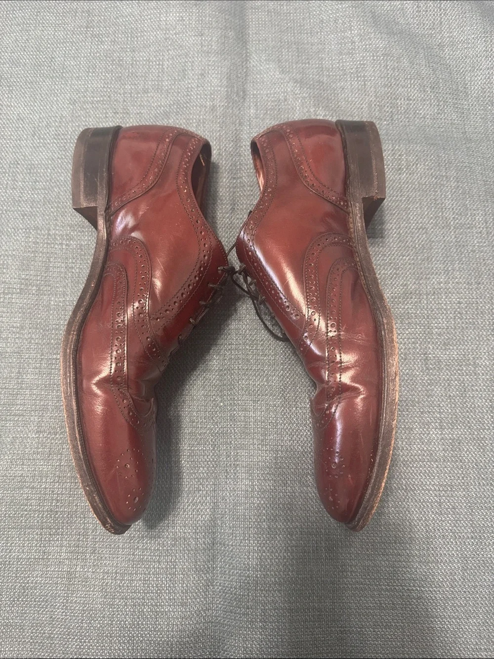 Bostonian Shoes 10.5 Wingtip Derbys Men's Burgundy Polished Leather luxury